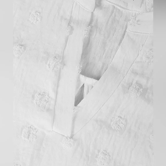 Blooming Jelly White Shirt Short Sleeve Chiffon Blouse V Neck Casual Top - Picture 4 of 4